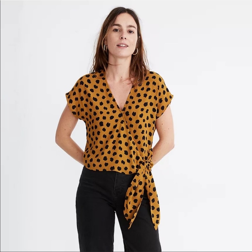 Madewell spotted wrap top